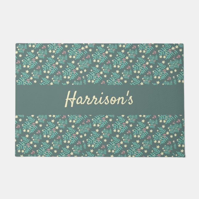 Tapis de portes monogramme botanique tendance (Devant)