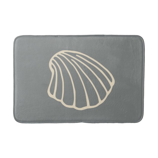 Tapis de salle de bain coquillage de plage grise (Devant)