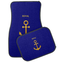 Ancre dorée moderne sur fond bleu royal