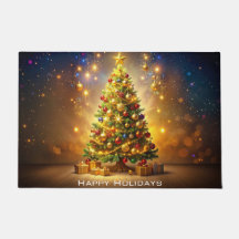 Tapis de sol arbre de Noël décoré