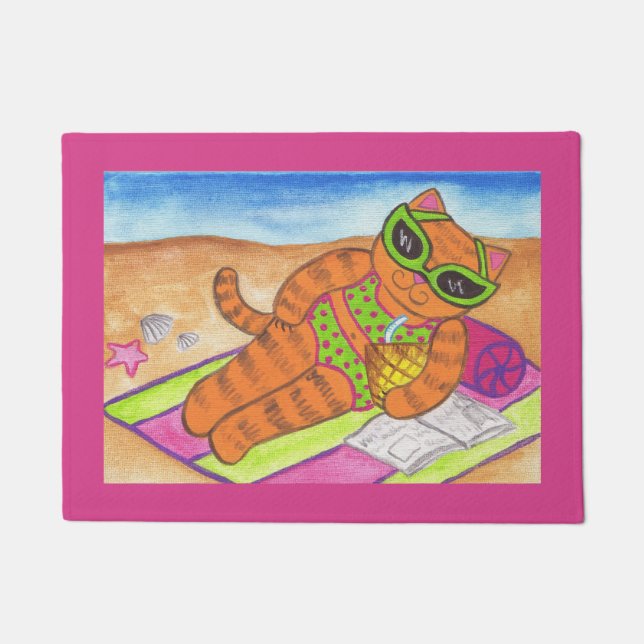 Tapis de sol Chat Bikini Tapis de Porte  (Devant)