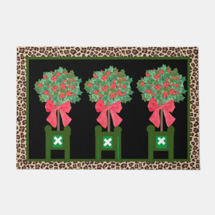 Tapis de sol chinoiserie Red Leopard  Holly Berry