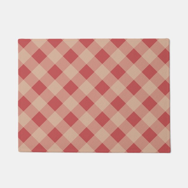 Tapis de sol de cuisine à carreaux rouges Country (Devant)