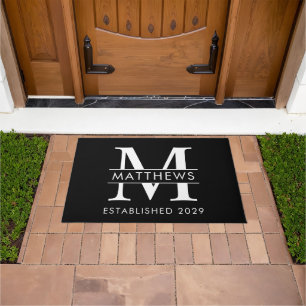 Tapis de sol élégant à monogramme personnalisé noi