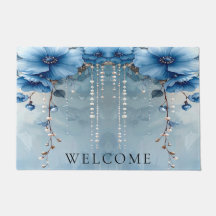 Tapis de sol Fleurs Bleues et Perles