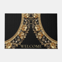 Tapis de sol Fleurs Ornementales Dorées
