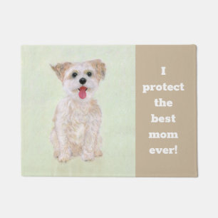 Tapis de sol grand Morkie drôle chien de garde