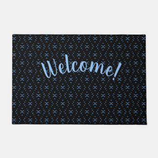 Tapis de sol personnalisé tribal boho noir et bleu