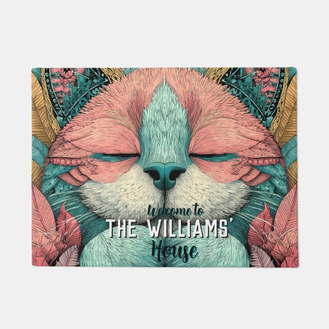 Tapis de sol pour chatons félin boho  (Devant)