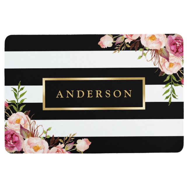 Tapis De Sol Rayures blanches noires classiques d'enveloppe (Devant)