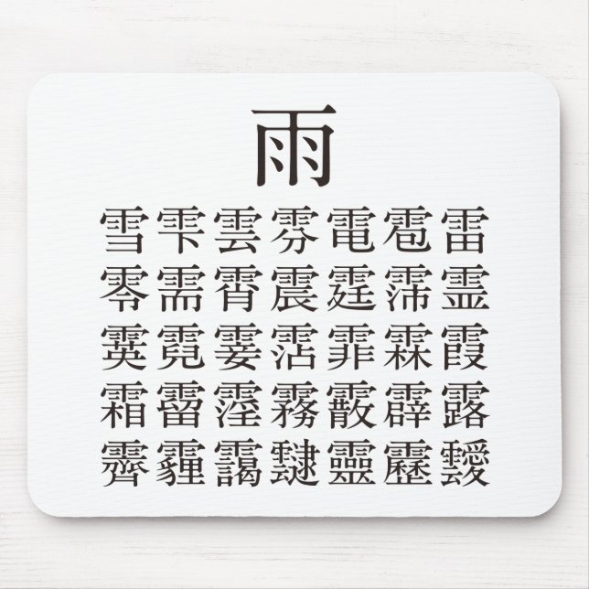 TAPIS DE SOURIS 雨と雨冠の漢字 (Devant)