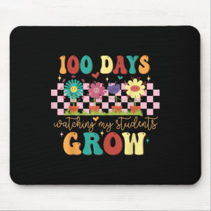Tapis De Souris 100 jours Growing Boho Flowers Enseignant 100e jou
