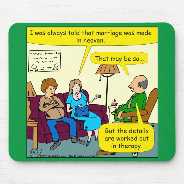 Tapis De Souris 1090 mariage fait dans le ciel caricature pavé sou (Devant)