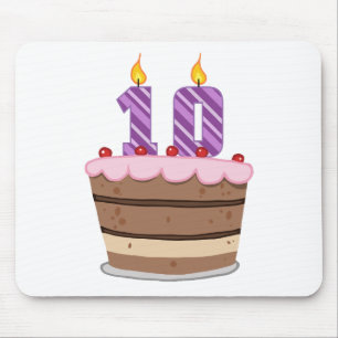 Tapis De Souris 10 ans sur le gâteau d'anniversaire
