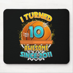 Tapis De Souris 10e anniversaire de basket-ball J'ai tourné 10 ans