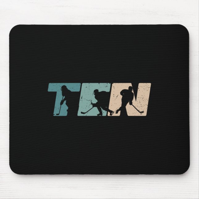 Tapis De Souris 10th Birthday Retro Ice Hockey 10 Years Old Boy Gi (Devant)