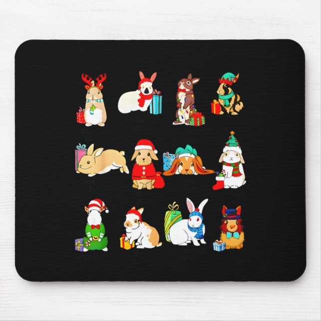 Tapis De Souris 12 Bunny Of Christmas Bunny Rabbit Christmas Xmas  (Devant)