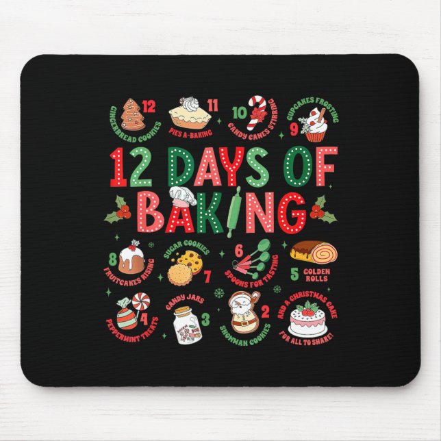 Tapis De Souris 12 Days Of Baking Baker Christmas Cook Chef Baking (Devant)