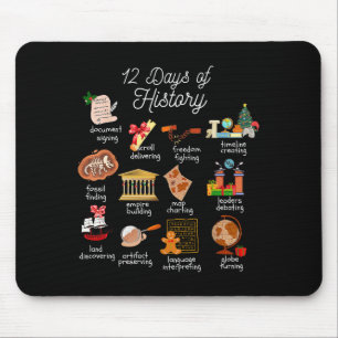 Tapis De Souris 12 Jours de Noël pour l'enseignant d'histoire des