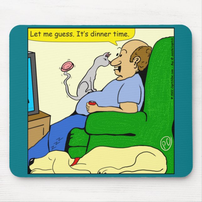 Tapis De Souris 1396 Dîner Chat Temps Dîner Cartoon (Devant)