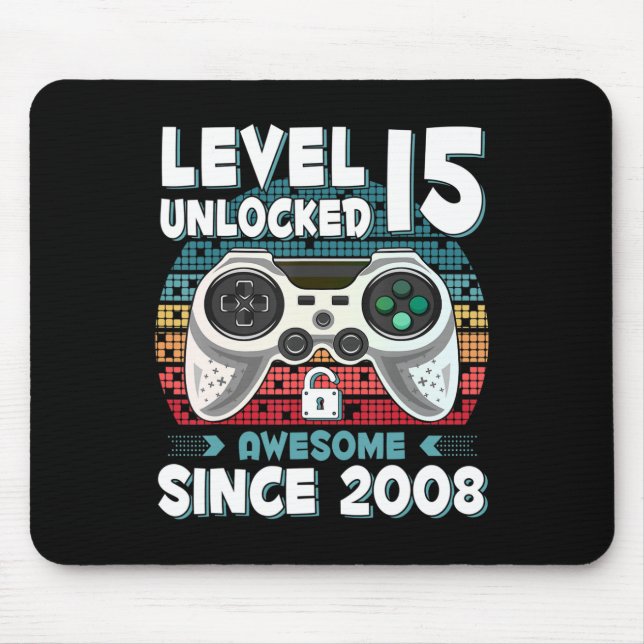 Tapis De Souris 15ans Anniversaire Fils garçon Jeu amusant 15e 15  (Devant)