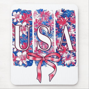 Tapis De Souris 1776 Amérique 4 juillet USA Floral Flowers