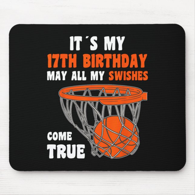 Tapis De Souris 17 Ans Joyeux 17e anniversaire Basketball 17e Bi (Devant)