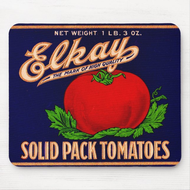 Tapis De Souris  1930 Elkay Solid Pack Tomates peut étiquette (Devant)