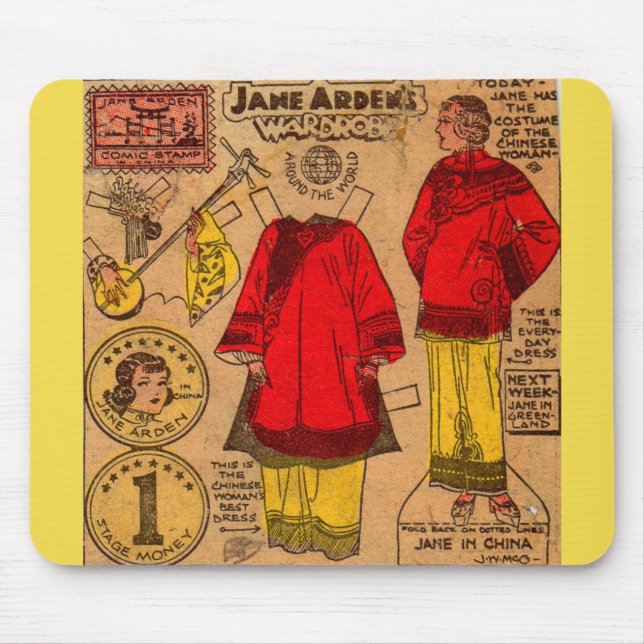 Tapis De Souris 1930 Jane Arden papier poupée vêtements chinois (Devant)