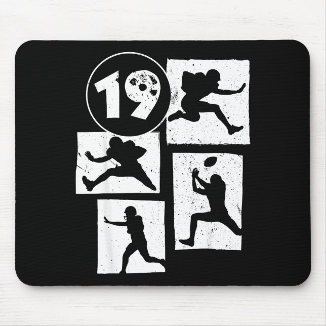 Tapis De Souris 19th Birthday Retro American Football 19 Years Old (Devant)