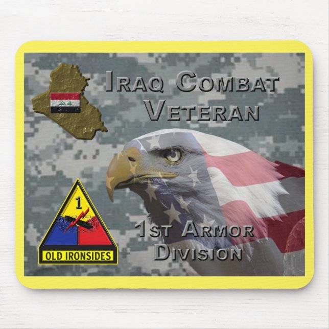 Tapis De Souris 1re Division blindée Irak Vétéran de combat (Devant)
