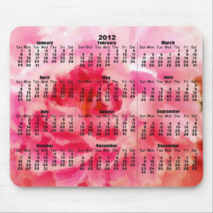 Tapis De Souris 2012 calendrier - pivoine peinte par rose Mousepad