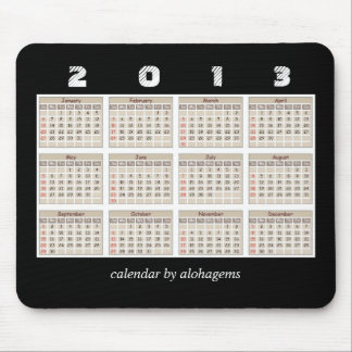 Tapis De Souris 2013 calendrier simple et ordonné Mousepad
