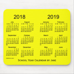 Tapis De Souris 2018-2019 calendrier de jaune d'année scolaire par