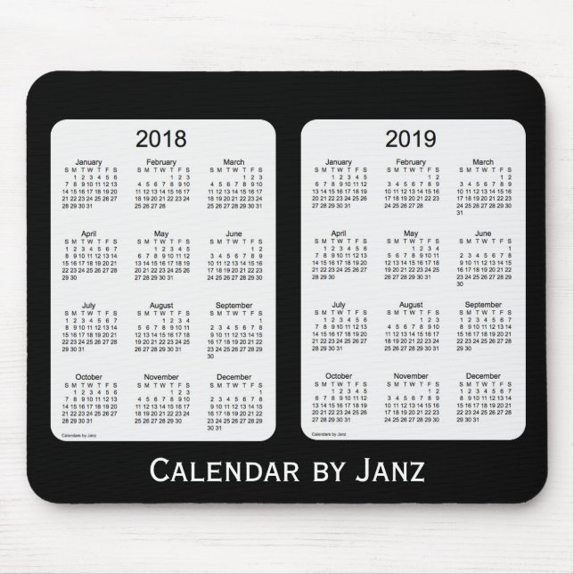 Tapis De Souris 2018-2019 calendrier noir par Janz Mousepad (Devant)