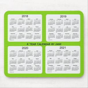 Tapis De Souris 2018-2021 vert jaune calendrier de 4 ans par Janz