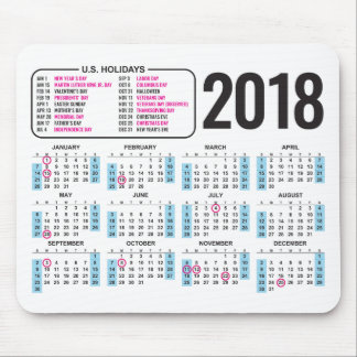 Tapis De Souris 2018 calendrier Mousepad avec des vacances des
