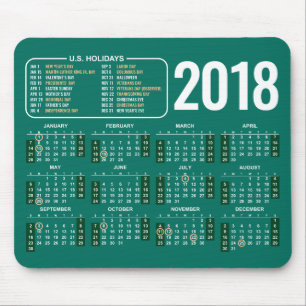 Tapis De Souris 2018 calendrier Mousepad avec des vacances des USA
