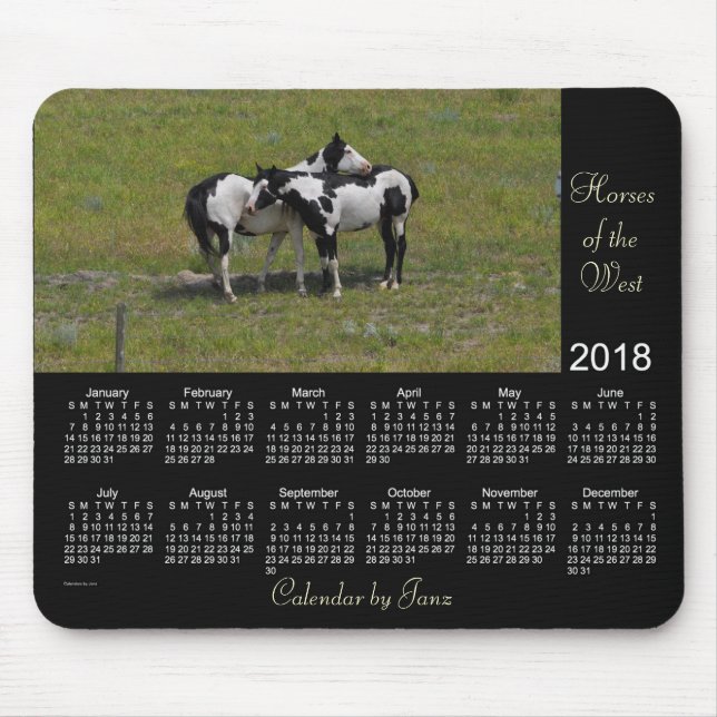 Tapis De Souris 2018 chevaux du calendrier occidental par le tapis (Devant)