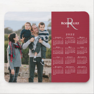 Tapis De Souris 2022 Calendrier Personnalisé Photo Monogramme Nom