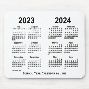 Tapis De Souris 2023-2024 calendrier blanc d'école par Janz
