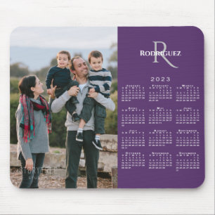Tapis De Souris 2023 Calendrier personnalisé Nom du monogramme pho