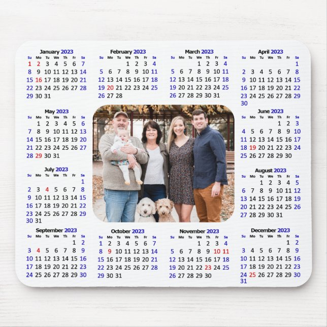 Tapis De Souris 2023 Calendrier Personnalisé Photo Moderne Minimal (Devant)