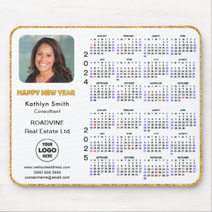 Tapis De Souris 2024 - 2025 Calendrier Gold Script Corporate Photo