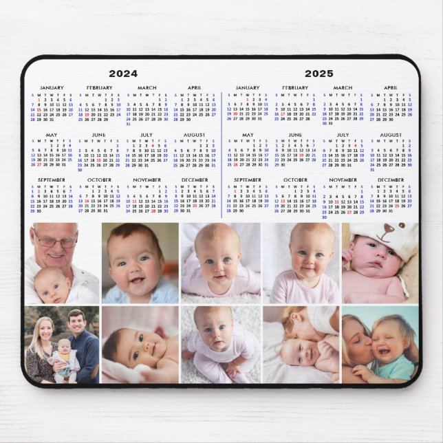 Tapis De Souris 2024 - 2025 Calendrier Personnalisé 8 Photo US Hol (Devant)