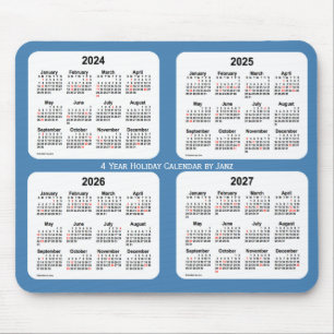 Tapis De Souris 2024-2027 calendrier de vacances de bleu en acier