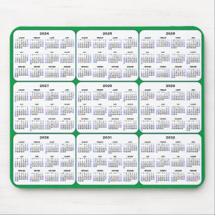 Tapis De Souris 2024 - 2032 Calendrier avec les vacances américain
