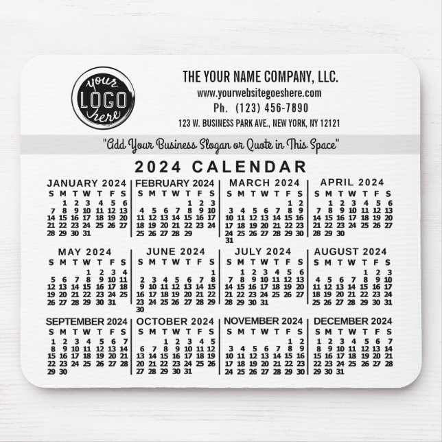 Tapis De Souris 2024 Calendrier personnalisé Nom du logo commercia (Devant)