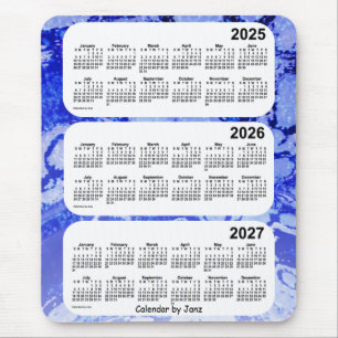 Tapis De Souris 2025-2027 galaxie bleue calendrier de 3 ans par
