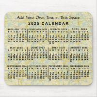 2025 Année Calendrier mensuel Ancienne carte perso